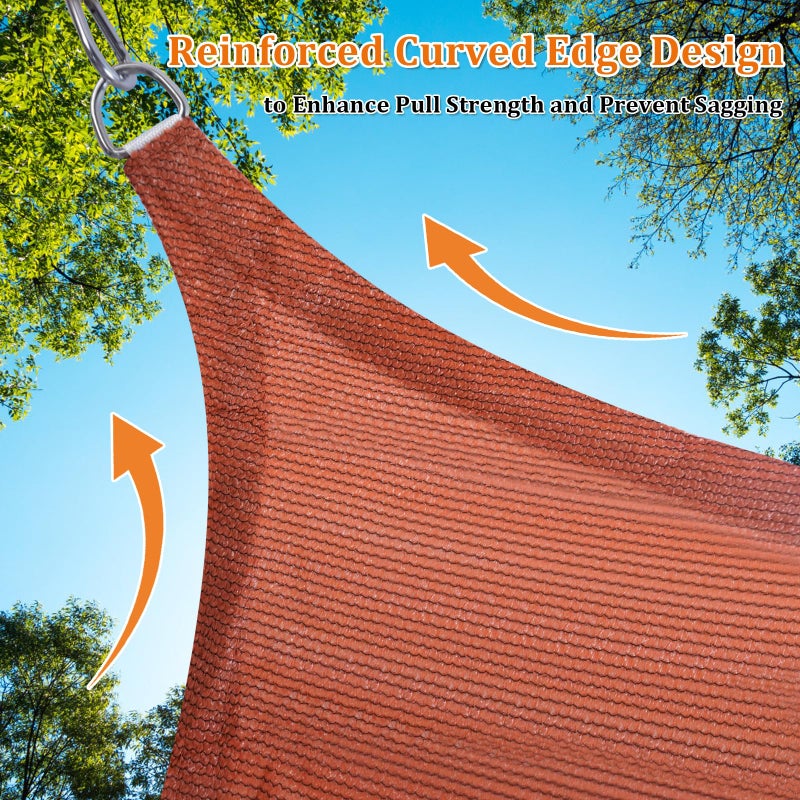 Shade&Beyond Triangle Sun Shade Sail 16'X16'X16' Permeable Canopy Rust Red for Patio Garden Yard Deck Pergola (We Make Custom Size) - Image 5